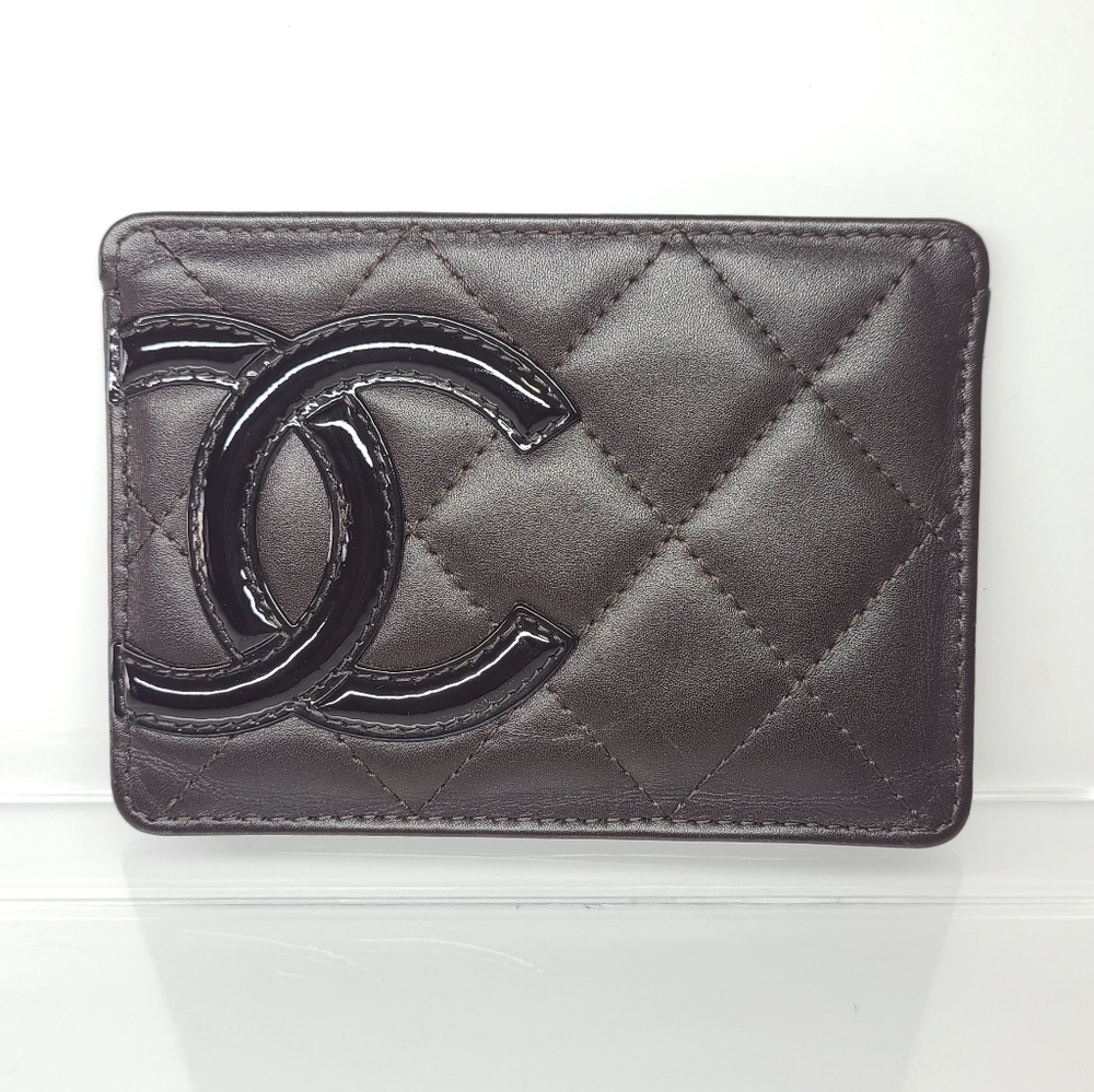 Authentic Chanel Card Holder Cambon Ligne Brown